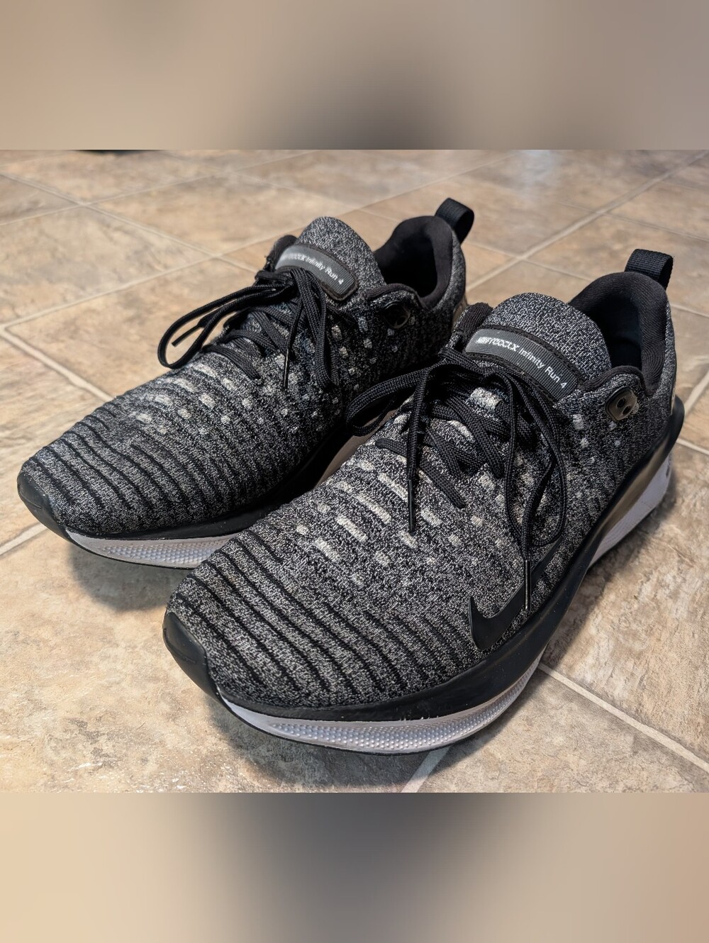 Nike Reactx Infinity Run 4 Running Shoes Men’s 12 Black/Grey Oreo